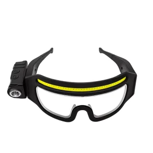 Portable Eyewear Rechargeable Glasses Headlamp COB LED Sensor Headlight Red Blue Warning Hands Free Sensor Work Light for Camp