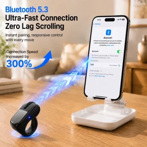 Portable Finger Mouse Bluetooth 5.3 Wireless Air Presenter Ring Touchpad Scroll Wheel for Android iOS Windows Tablet Phone