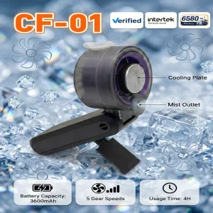 Portable Foldable Plastic USB Rechargeable Handheld Water Mist Neck Fan with Ice Cooling for Household & Hotel Use