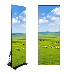 Portable Full Color 1080P High Brightness LED Digital Signage Carry Handle Diecast Aluminum Floor Standing Display