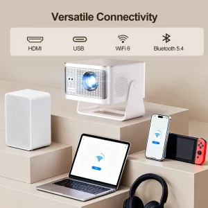 Portable HY350MAX for Auto Focus Smart LED Projector 1080P 8K Support Android14 WiFi6 BT5.4 2+16G Built in Speakers Home