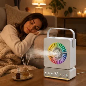 Portable Handheld USB Entertainment Cooling Fan Long-Range Power-Saving Mini Timer Ambient Lighting for Speaker for Hotel