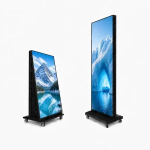 Portable LED Poster Display P1.25 P1.53 P1.86 P2.5 Foldable Floor Standing Advertising Led Screen with Movable Wheels