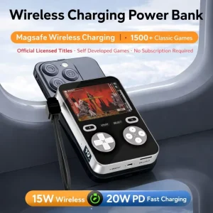 Portable Magnetic Game Power Bank 5000mAh 20W Fast Wireless Charging 8mm Sensing Built in 1500 Games