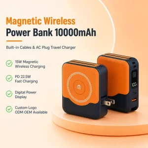 Portable Magnetic Power Bank 10000mAh 22.5W Fast Charge & 15W Wireless Charging Supports 5 Devices at Once OEM ODM B2B