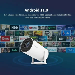 Portable Mini Projector HY300 Pro Android 11 4K Support 200 ANSI Dual WiFi Smart Home Theater Outdoor DLP Built-in Speakers