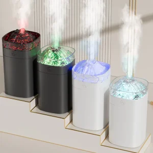 Portable Smart Cool Mist 400Ml Ultrasonic Volcano Humidifier With Night Light Mini Usb Humidifier for Car Household
