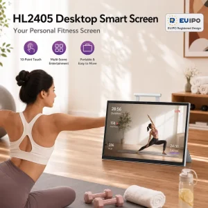 Portable Smart TV Display 24 Inch 1080P Multi-Touch Built-in 5000mAh Battery USB Interface Wireless Cast for Home Travel
