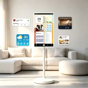 Portable Smart TV with Interactive Touch Screen and Adjustable Rolling Stand for Home Office Meeting Business Entertainment