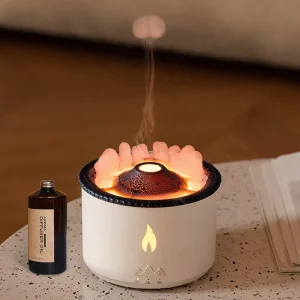 Portable Smart Volcanic Jellyfish Humidifier Defuser 360ml Ultrasonic Electric Flame Volcano Aroma Diffusers With Remote Control