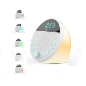 Portable Smart White Noise Machine Natural Sounds with Night Light Healthcare Supply White Color