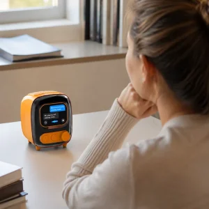 Portable Speaker with TF Card MP3 Local Playback, AI Voice Assistant Touch Display Sleep Aid Alarm Clock for Outdoor