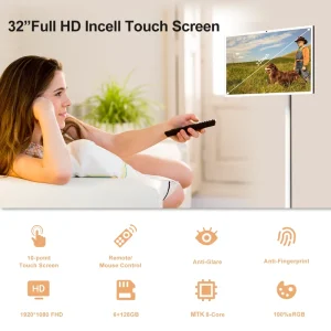 Portable Touch Screen on Wheels 21.5 24 32 Inch Touch Screen Monitor Rechargeable Smart Display Lcd Monitor Touch Screen