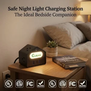 Portable US Standard Power Station 2500W 4 Outlets PD 18W USB Charger with Night Light