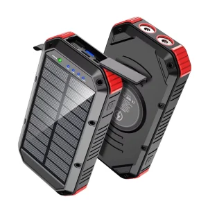 Portable Wireless Solar Panel Power Bank 30000mah Waterproof 18W Fast Charger Travel Powerbank Led Solar Power Bank