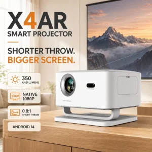 Portable X4AR LED Projector 350 ANSI Android 14 Built in Speaker for Home Business Education Custom Logo