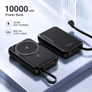 Power Bank Pour Téléphone10000 MahType C Cable Phone Holder Wireless Charger 22.5W PD Smart IC Built in Cable 2 In1Quick Charger
