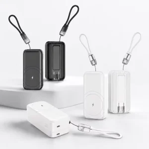 Power Bank Wall Charger Combo 5000mAh 10000mAh With Built-in Cable Magnetic Wireless Charging Power Bank For Mobile Phones