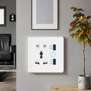 Power Socket WiFi Plug with 13A EU AU Standard Plastic Glass 2 Outlets & 2 USB Ports CE ROHS FCC for IP21