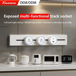 Power Strip Rail Track Socket Universal Multi Smart Office Desk System Electric Removable Outlet USA Standard Track Socket
