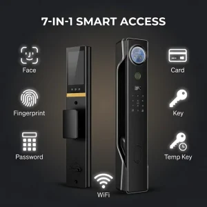 Premium 3D Face Smart Lock 4.5 Inch HD Visual Intercom Cloud Tuya App Remote Unlock Multi Language Aluminum Alloy Steel Lock