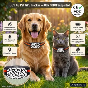 Premium 4G Waterproof Mini GPS Tracker for Dogs Cats Free APP No Subscription Smart Geo-fence Pet Activity Monitoring