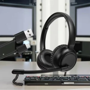 Premium Binaural Noise Reduction Over-ear USB Telephone Headset Office Business Call Center Earphone With Microphone