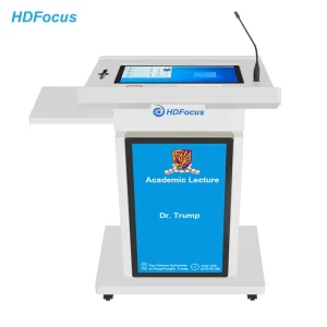 Portable Auto Lift Smart Digital Interactive Podium Digital Lectern Smart Podium Dual Screens Design for Teaching Speech