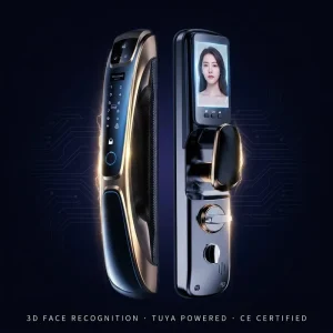 Premium Tuya Smart Lock Face Recognition Fingerprint Keyless Entry Electronic Deadbolt with Built in Camera & Doorbell