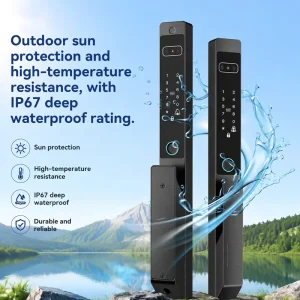 Premium Waterproof Ultra Slim Aluminum Smart Lock WiFi Dual Side Fingerprint Password Face Cloud Aluminum