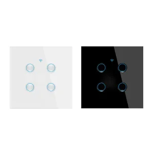 Price EU/UK European Glass Panel 86mm 4 Gang Home Electrical Wall Mount Touch Screen Light Switch
