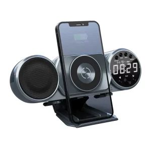 Private Smart Wireless Charging Hands Free Speaker Time Alarm O’clock BT Speaker with LED RGB Light FM Radio Music Player