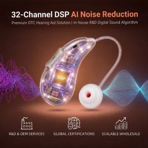 Professional 32 Channels RIC Hearing Aid BT Digital Hearing Amplifier Rechargeable Hearing Aids for the Deaf Quality