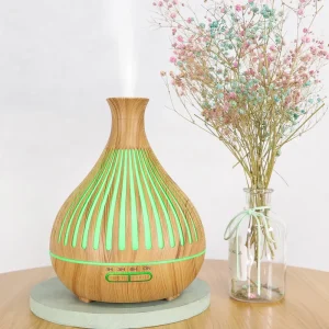 Professional 400ml Unique Wood Grain air Humidifier Home Ultrasonic Aromas Essential Oil Diffuser with Coloful Led Light
