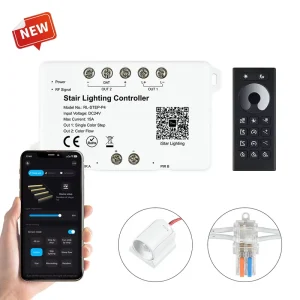 Professional App Stair Lighting Controller 2 Wire PLC DC24V 16 20 Steps Mainline Motion Sensor for LED Strips Stair Lighting