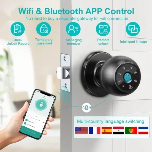 Professional Grade Fingerprint Keypad Digital Electronic Interior Handle Smart Door Lock