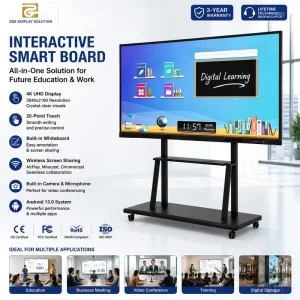 Professional Interactive Digital Signage 40-Point Multi-Touch 4K Display with Anti-Glare Tempered Glass for Meeting Room