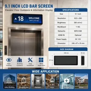 Professional Stretched Bar Digital Signage LCD Advertising Player for Indoor Commercial Display Smart Home Control Solution