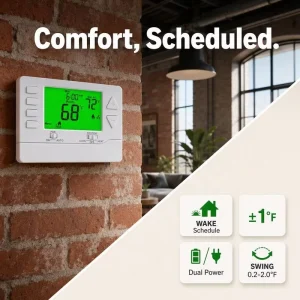 Programmable Home Thermostat 7 Day Weekly Schedule 1°F Precision Technician Menu Energy Saving Dual Power for NA House