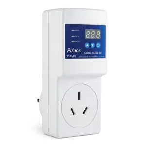Puluos Smart Voltage Protector Plug Socket with Digital Screen for Refrigerator and Sensitive Appliances