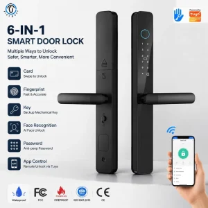 Push Pull Fingerprint Keypad Mortise Smart Security Door Lock Memory Card for Aluminum Wood Doors Access Control System