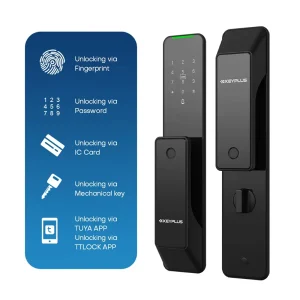 Push and Pull Rechargeable Door Lock Aluminium Alloy Fingerprint Pin Key Unlock