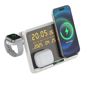 3-in-1 Multifunctional Wireless Charging Station, Magnetic Charging, QC3.0, OTP/OVP Protection, Type-C Port, Earphone Compatibility