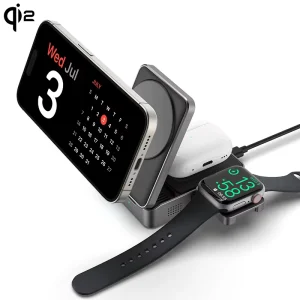 Qi2 3 in 1 Portable Foldable Magnetic Wireless Charging Stand for iPhone 16 15 14 13 Airpods Apple Watch