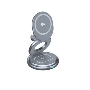 Qi2 Hot Selling 3 in 1 Folding Metal Wireless Charger 360 Degrees Rotating Chargeur Sans Fil Fast Wireless Charging Station