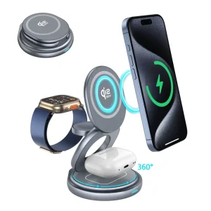 Qi2.2 25W 3 in 1 Magnetic Wireless Charger Foldable Design Fast Charging for Desktop