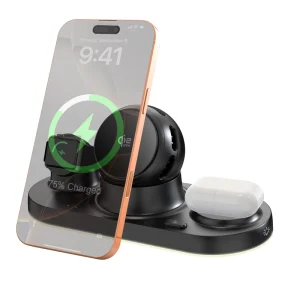 Qi2.2 25W Wireless Charging Stand for iPhone 17 and S26, Infrared-Sensing Wireless Charger for Watches and Earbuds