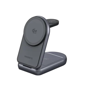 Desktop Qi2.2 25W 3-in-1 Foldable Magnetic Wireless Charger, Fast-Charging Portable Phone Charger for iPhone, Earbuds, and Watch