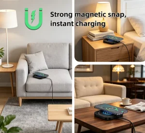 Magnetic Wireless Charger Qi2.2 25W Super Fast Charging Pad with Type-C Data Cable