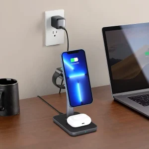 Qi22 25W Fast-Charging Foldable Wireless Charger, Phone Accessory, Desktop Charger, AirPods and iWatch Wireless Charging Station